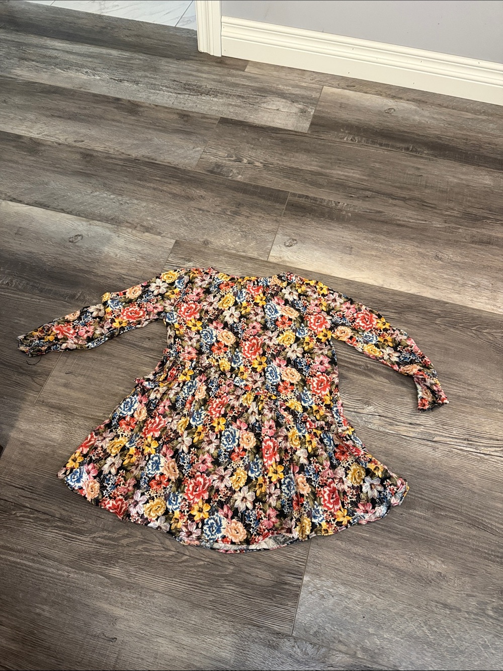 Zara Girls Floral Long-Sleeve Ruffle Dress - Multi